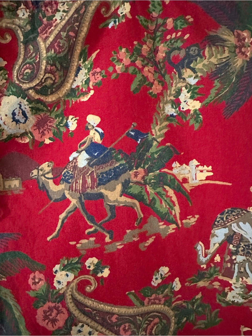 Pottery Barn chinoiserie pants lounge India elephants red drawstring cottagecore - Picture 7 of 12